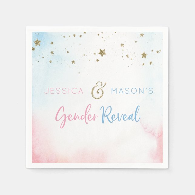 Twinkle Twinkle Gender Reveal Cocktail Napkin Serviette (Vorderseite)