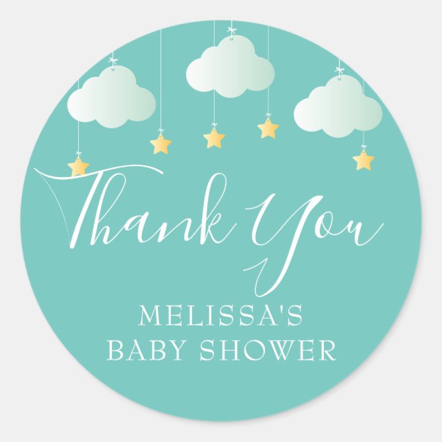 Twinkle twinkle kleine Stern Babydusche Danke Runder Aufkleber (Vorderseite)
