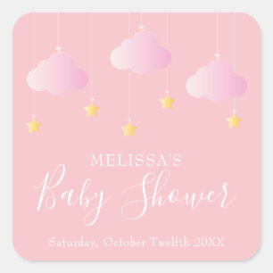 Twinkle twinkle kleiner Stern Baby-Party Pink Quadratischer Aufkleber