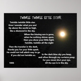 TWINKLE TWINKLE KLEINES STAR Gedicht Poster