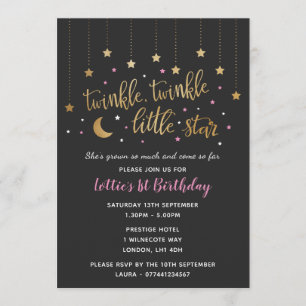 Twinkle Twinkle Little Star 1. Geburtstag Einladun Einladung