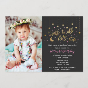Twinkle Twinkle Little Star 1. Geburtstag Einladun Einladung