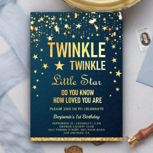 Twinkle Twinkle Little Star 1. Geburtstagsfeier Einladung