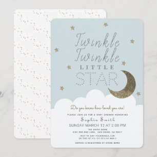 Twinkle Twinkle Little Star Baby Blue Baby Dusche Einladung