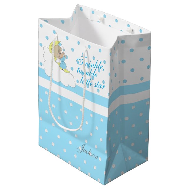 Twinkle, Twinkle Little Star - Baby Blue Mittlere Geschenktüte (Vorderseite Schrägansicht)