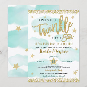 Twinkle Twinkle Little Star Baby Boy Dusche Einladung
