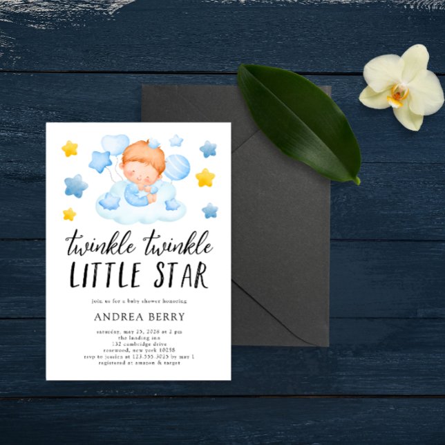 Twinkle Twinkle Little Star Baby Boy Dusche Einladung (Von Creator hochgeladen)