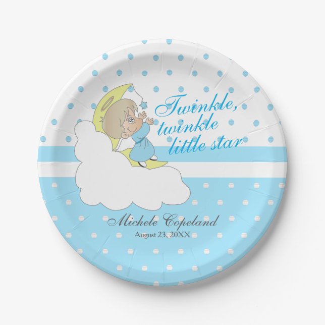 Twinkle, Twinkle Little Star - Baby Boy Pappteller (Vorderseite)
