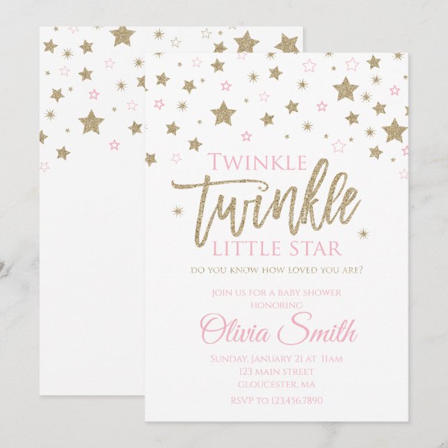 Twinkle Twinkle Little Star Baby Dusche einladen Einladung (Vorne/Hinten)