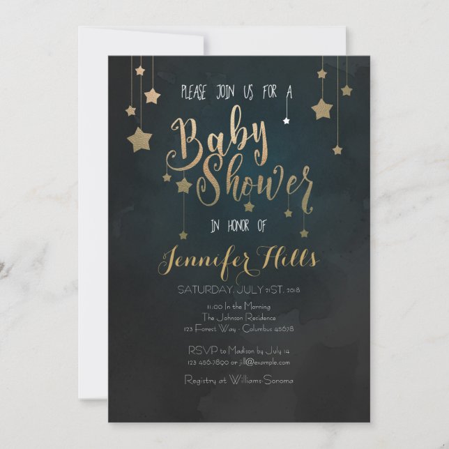 Twinkle Twinkle Little Star Baby Dusche Einladung (Vorderseite)