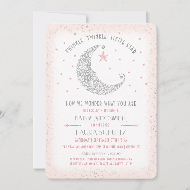 Twinkle Twinkle Little Star Baby Dusche Einladung (Vorderseite)
