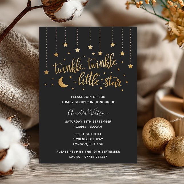 Twinkle Twinkle Little Star Baby Dusche Einladung (Twinkle, twinkle 🌟 Celebrate the little one with this celestial baby shower invitation.)
