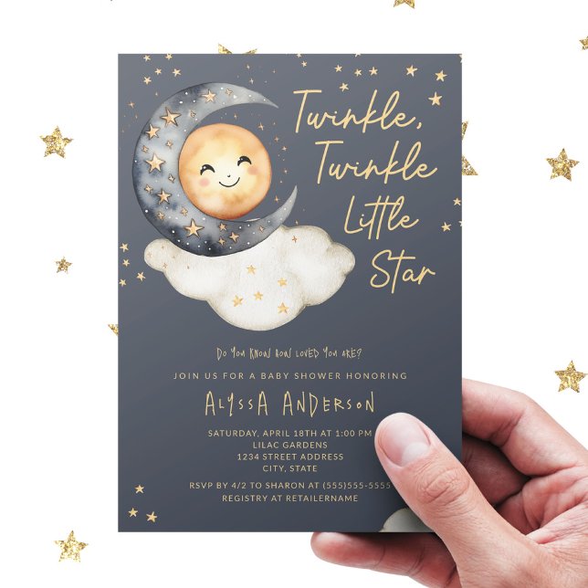 Twinkle Twinkle Little Star Baby Dusche Einladung (Von Creator hochgeladen)