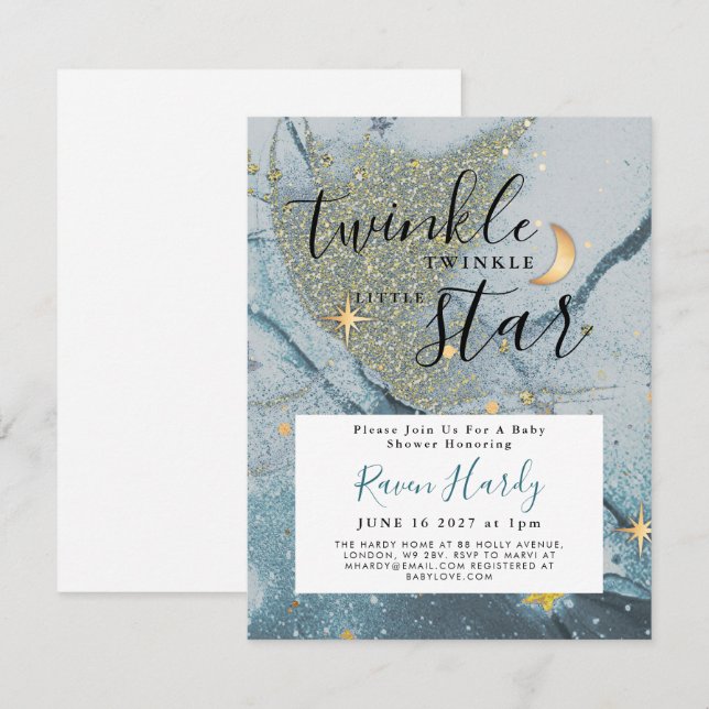 Twinkle Twinkle Little Star Baby Dusche Einladung (Vorne/Hinten)