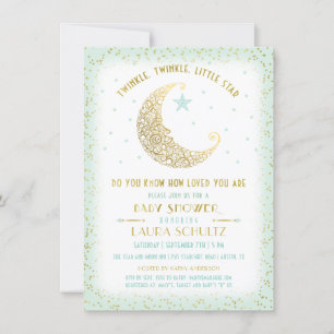 Twinkle Twinkle Little Star Baby Dusche Minze Gold Einladung