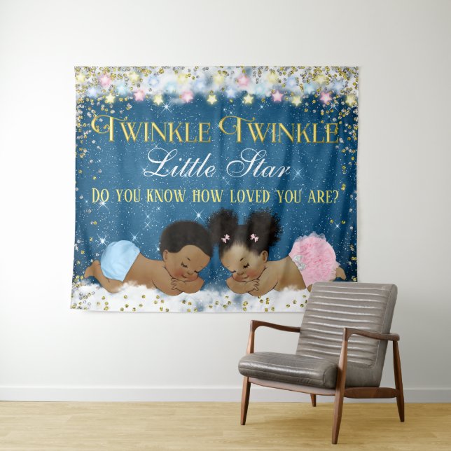 Twinkle Twinkle Little Star Baby Dusche Rückwürfe Wandteppich (Beispiel (Horizontal))