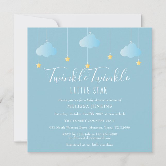 Twinkle Twinkle Little Star Baby Dusche / Sprinkle Einladung (Vorderseite)