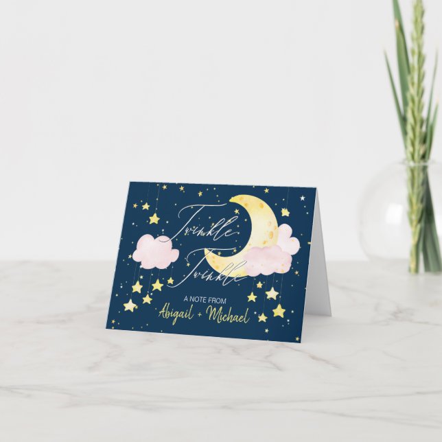 Twinkle Twinkle Little Star Baby Girl Dankeskarte (Vorderseite)
