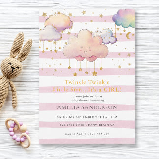 Twinkle Twinkle Little Star Baby Girl Dusche Pink Einladung