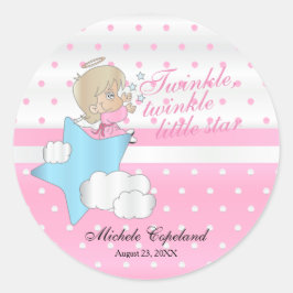 Twinkle, Twinkle Little Star - Baby Girl Runder Aufkleber