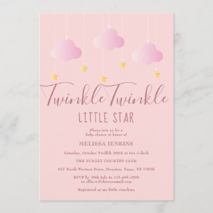 Twinkle Twinkle Little Star Baby Girl Shower Pink Einladung