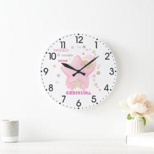 Twinkle Twinkle Little Star Baby Girl Teddy Bear L Große Wanduhr