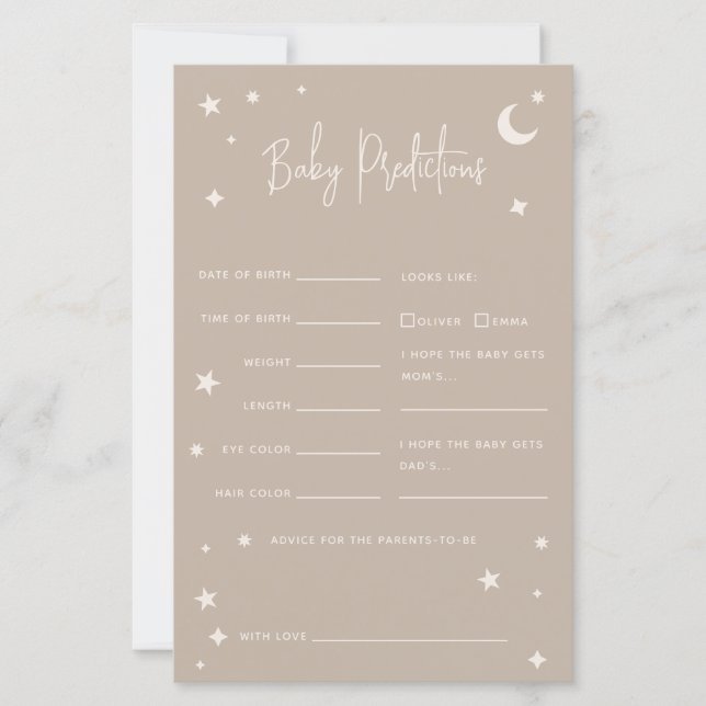 Twinkle Twinkle Little Star Baby Predictions Game (Vorderseite)