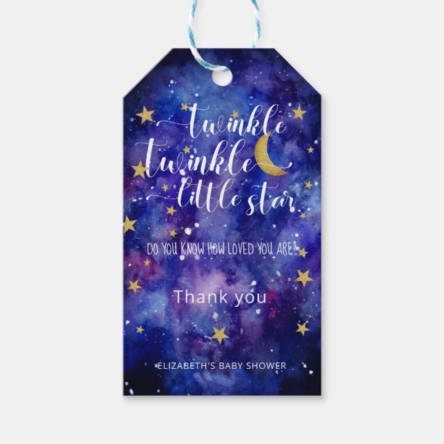 Twinkle Twinkle Little Star Baby Shower Galaxy Geschenkanhänger (Vorderseite)