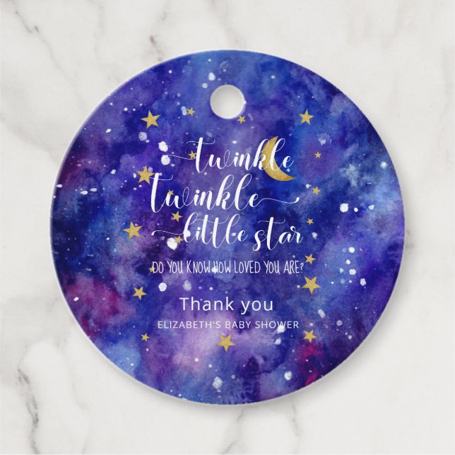 Twinkle Twinkle Little Star Baby Shower Galaxy Geschenkanhänger (Vorderseite)