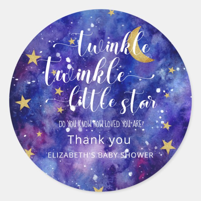 Twinkle Twinkle Little Star Baby Shower Galaxy Runder Aufkleber (Vorderseite)