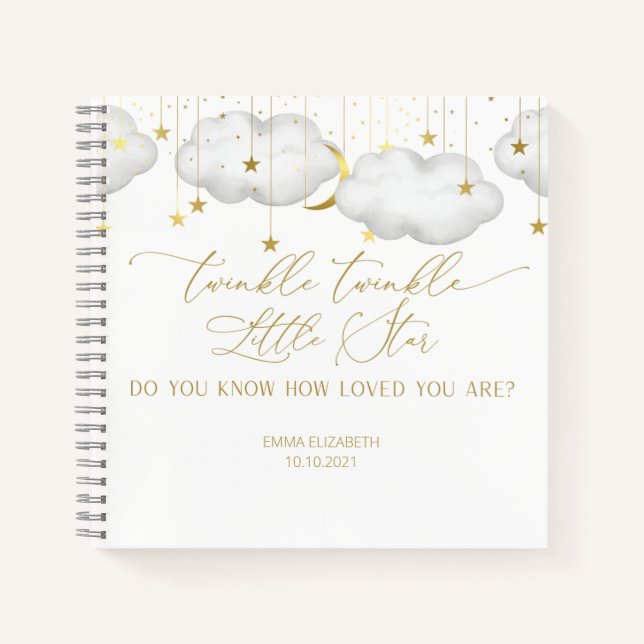 Twinkle Twinkle Little Star Baby Shower Guestbook Notizbuch (Vorderseite)
