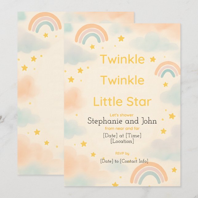 Twinkle Twinkle Little Star Baby shower Invitation (Devant / Derrière)
