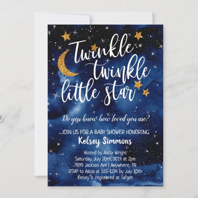 Twinkle Twinkle Little Star Baby shower Invitation (Devant)