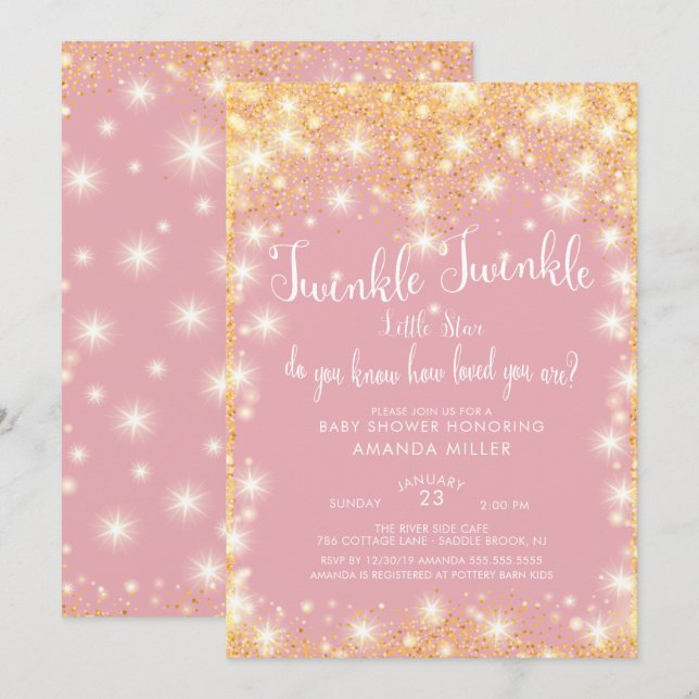 Twinkle Twinkle Little Star Baby shower Invitation (Devant / Derrière)