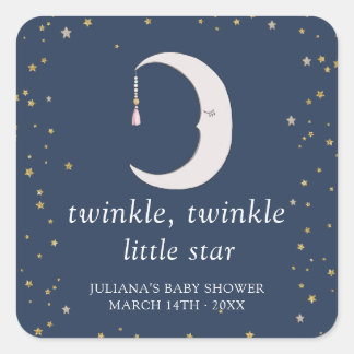 Twinkle Twinkle Little Star Baby Shower Quadratischer Aufkleber