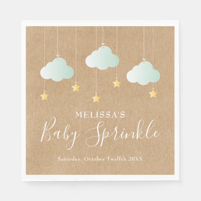 Twinkle Twinkle Little Star Baby Sprinkle Rustikal Serviette (Vorderseite)