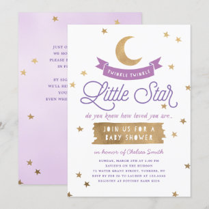 Twinkle Twinkle Little Star  Babydusche  Lila Einladung
