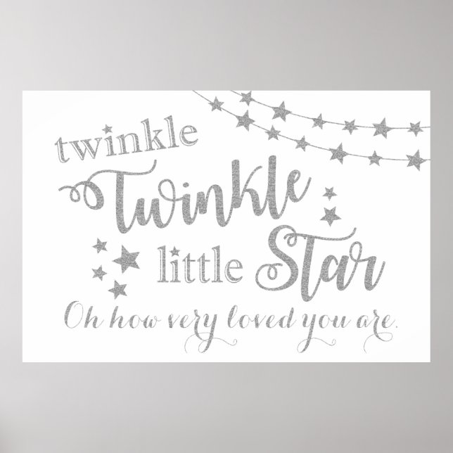 Twinkle Twinkle Little Star Background Silver Sign Poster (Vorne)