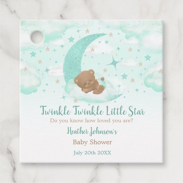 Twinkle Twinkle Little Star Bear Baby Dusche Geschenkanhänger (Vorderseite)