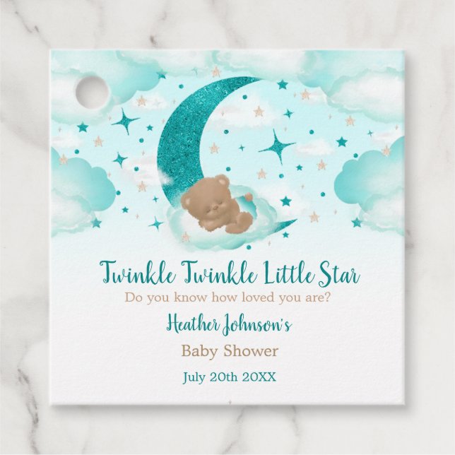 Twinkle Twinkle Little Star Bear Baby Dusche Geschenkanhänger (Vorderseite)