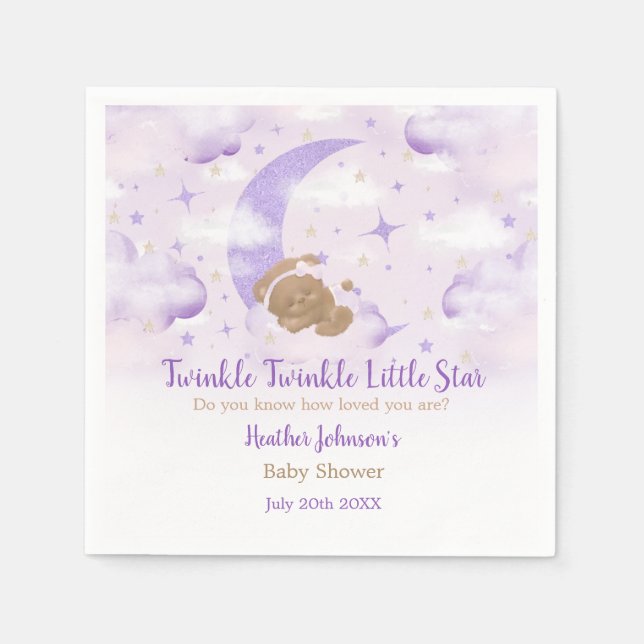 Twinkle Twinkle Little Star Bear Baby Dusche Serviette (Vorderseite)