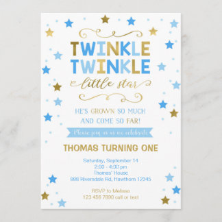 Twinkle Twinkle Little Star Birthday Invite, Junge Einladung