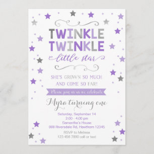 Twinkle Twinkle Little Star Birthday Invite, Mädch Einladung