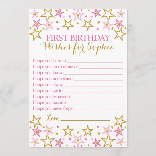 Twinkle Twinkle Little Star Birthday Wish Card Hinweiskarte (Vorderseite)