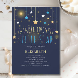 Twinkle Twinkle Little Star Blue Baby Dusche Einladung