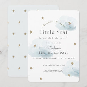 Twinkle Twinkle Little Star Blue Birthday Einladung