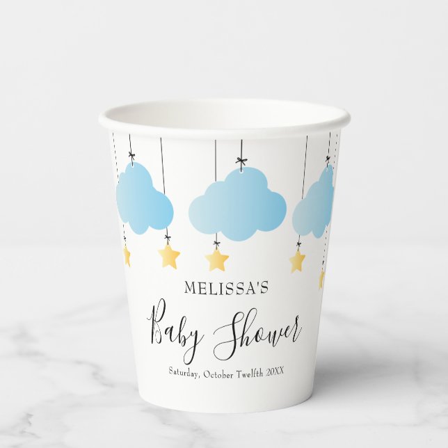 Twinkle Twinkle Little Star Blue Boy Baby Dusche Pappbecher (Rückseite)