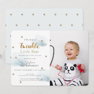 Twinkle Twinkle Little Star Blue Foto Geburtstag Einladung