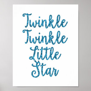 Twinkle Twinkle Little Star Blue Glitzer Poster