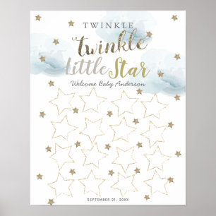 Twinkle Twinkle Little Star Blue Guest Book Sign Poster